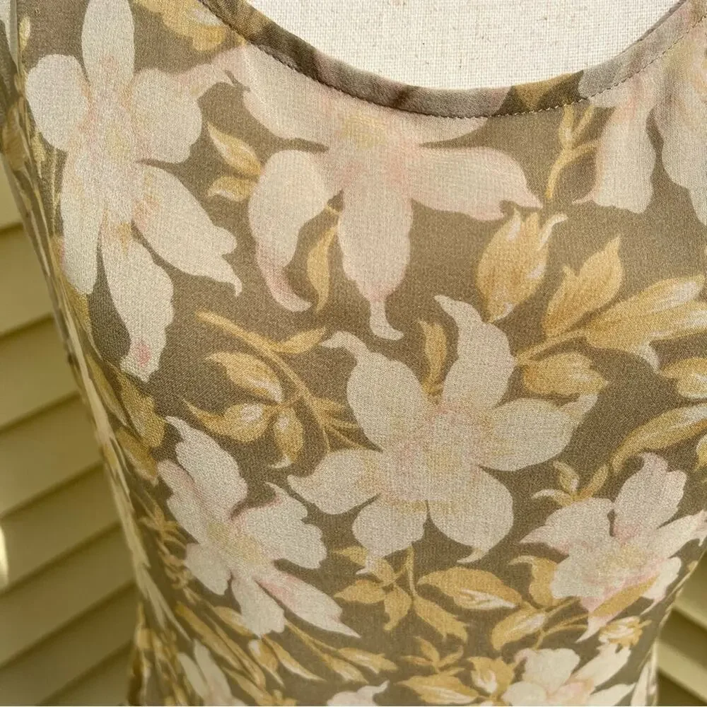 Banana Republic Silk Floral Dress Cottagecore Romantic Women's 8 Vintage 90s - Picture 2 of 5